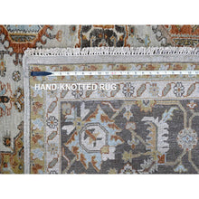 Load image into Gallery viewer, 9&#39;x11&#39;10&quot; Oyster Gray, Karajeh Design with Geometric Medallions, Hand Knotted, Pure Wool, Oriental Rug FWR61824