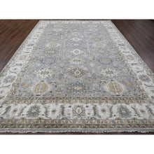 Load image into Gallery viewer, 10&#39;1&quot;x14&#39;2&quot; Medium Gray, Karajeh and Geometric Medallions Design, 100% Wool, Hand Knotted, Oriental Rug FWR61830