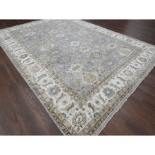 Load image into Gallery viewer, 10&#39;1&quot;x14&#39;2&quot; Medium Gray, Karajeh and Geometric Medallions Design, 100% Wool, Hand Knotted, Oriental Rug FWR61830