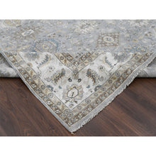 Load image into Gallery viewer, 10&#39;1&quot;x14&#39;2&quot; Medium Gray, Karajeh and Geometric Medallions Design, 100% Wool, Hand Knotted, Oriental Rug FWR61830