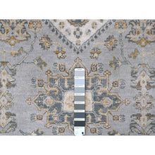 Load image into Gallery viewer, 10&#39;1&quot;x14&#39;2&quot; Medium Gray, Karajeh and Geometric Medallions Design, 100% Wool, Hand Knotted, Oriental Rug FWR61830