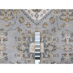 10'1"x14'2" Medium Gray, Karajeh and Geometric Medallions Design, 100% Wool, Hand Knotted, Oriental Rug FWR61830