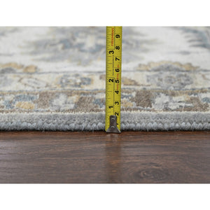 10'1"x14'2" Medium Gray, Karajeh and Geometric Medallions Design, 100% Wool, Hand Knotted, Oriental Rug FWR61830