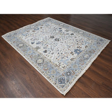 Load image into Gallery viewer, 8&#39;x9&#39;10&quot; Light Gray, Oushak with Floral Motifs, Hand Knotted, Soft Pile, Denser Weave, Pure Wool, Oriental Rug FWR61836