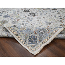 Load image into Gallery viewer, 8&#39;x9&#39;10&quot; Light Gray, Oushak with Floral Motifs, Hand Knotted, Soft Pile, Denser Weave, Pure Wool, Oriental Rug FWR61836