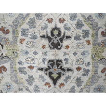Load image into Gallery viewer, 8&#39;x9&#39;10&quot; Light Gray, Oushak with Floral Motifs, Hand Knotted, Soft Pile, Denser Weave, Pure Wool, Oriental Rug FWR61836