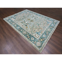 Load image into Gallery viewer, 9&#39;x11&#39;10&quot; Camouflage Green, Oushak with Floral Motifs, Hand Knotted, Pure Wool, Soft Pile, Denser Weave, Oriental Rug FWR61860