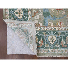 Load image into Gallery viewer, 9&#39;x11&#39;10&quot; Camouflage Green, Oushak with Floral Motifs, Hand Knotted, Pure Wool, Soft Pile, Denser Weave, Oriental Rug FWR61860