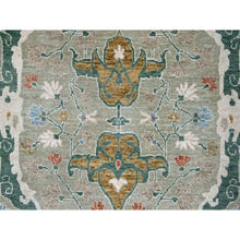 Load image into Gallery viewer, 9&#39;x11&#39;10&quot; Camouflage Green, Oushak with Floral Motifs, Hand Knotted, Pure Wool, Soft Pile, Denser Weave, Oriental Rug FWR61860