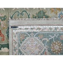 Load image into Gallery viewer, 9&#39;x11&#39;10&quot; Camouflage Green, Oushak with Floral Motifs, Hand Knotted, Pure Wool, Soft Pile, Denser Weave, Oriental Rug FWR61860