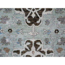 Load image into Gallery viewer, 8&#39;10&quot;x11&#39;9&quot; Beau Blue, Hand Knotted, Soft Pile, Denser Weave, Oushak With Floral Motifs, Pure Wool, Oriental Rug FWR61866