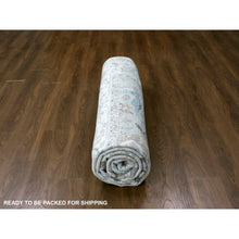 Load image into Gallery viewer, 8&#39;10&quot;x11&#39;9&quot; Beau Blue, Hand Knotted, Soft Pile, Denser Weave, Oushak With Floral Motifs, Pure Wool, Oriental Rug FWR61866