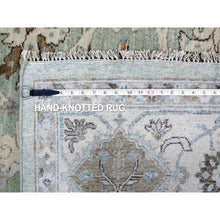 Load image into Gallery viewer, 8&#39;10&quot;x11&#39;9&quot; Beau Blue, Hand Knotted, Soft Pile, Denser Weave, Oushak With Floral Motifs, Pure Wool, Oriental Rug FWR61866