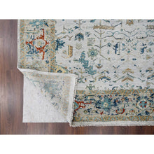 Load image into Gallery viewer, 8&#39;10&quot;x11&#39;10&quot; Pastel Gray, Broken And Erased Persian Heriz All Over Design With Soft Color Palette, Dense Weave, Hand Knotted, Pure Wool, Oriental Rug FWR61872