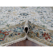 Load image into Gallery viewer, 8&#39;10&quot;x11&#39;10&quot; Pastel Gray, Broken And Erased Persian Heriz All Over Design With Soft Color Palette, Dense Weave, Hand Knotted, Pure Wool, Oriental Rug FWR61872