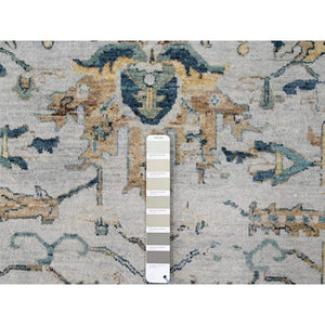 8'10"x11'10" Pastel Gray, Broken and Erased Persian Heriz All Over Design with Soft Color Palette, Dense Weave, Hand Knotted, Pure Wool, Oriental Rug FWR61872