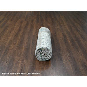 8'10"x11'10" Pastel Gray, Broken and Erased Persian Heriz All Over Design with Soft Color Palette, Dense Weave, Hand Knotted, Pure Wool, Oriental Rug FWR61872