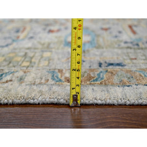 8'10"x11'10" Pastel Gray, Broken and Erased Persian Heriz All Over Design with Soft Color Palette, Dense Weave, Hand Knotted, Pure Wool, Oriental Rug FWR61872