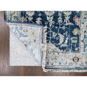 2'7"x8' Yale Blue, Broken and Erased Persian Heriz All Over Design, Soft Color Palette, Hand Knotted, 100% Wool, Denser Weave, Runner, Oriental Rug FWR61878
