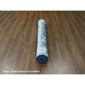6'x9' Imperial Blue, Broken and Erased Persian Heriz All Over Design, Soft Color Palette, Hand Knotted, 100% Wool, Denser Weave, Oriental Rug FWR61884