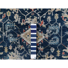 Load image into Gallery viewer, 3&#39;2&quot;x4&#39;10&quot; Navy Blue, Broken and Erased Persian Heriz All Over Design, Soft Color Palette, Denser Weave, Hand Knotted, 100% Wool, Oriental Rug FWR61890