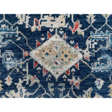 Load image into Gallery viewer, 3&#39;2&quot;x4&#39;10&quot; Navy Blue, Broken And Erased Persian Heriz All Over Design, Soft Color Palette, Denser Weave, Hand Knotted, 100% Wool, Oriental Rug FWR61890