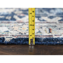 Load image into Gallery viewer, 3&#39;2&quot;x4&#39;10&quot; Navy Blue, Broken And Erased Persian Heriz All Over Design, Soft Color Palette, Denser Weave, Hand Knotted, 100% Wool, Oriental Rug FWR61890