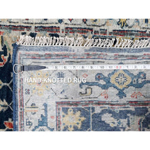 Load image into Gallery viewer, 3&#39;2&quot;x4&#39;10&quot; Navy Blue, Broken And Erased Persian Heriz All Over Design, Soft Color Palette, Denser Weave, Hand Knotted, 100% Wool, Oriental Rug FWR61890