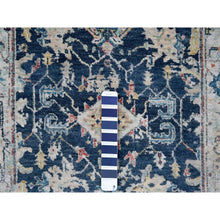 Load image into Gallery viewer, 2&#39;7&quot;x5&#39;9&quot; Denim Blue, Broken and Erased Persian Heriz All Over Design, Soft Color Palette, Hand Knotted, 100% Wool, Denser Weave, Runner, Oriental Rug FWR61896