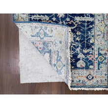 Load image into Gallery viewer, 2&#39;7&quot;x5&#39;9&quot; Yale Blue, Broken And Erased Persian Heriz All Over Design, Soft Color Palette, Hand Knotted, 100% Wool, Denser Weave, Runner, Oriental Rug FWR61902