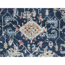 Load image into Gallery viewer, 2&#39;7&quot;x5&#39;9&quot; Yale Blue, Broken And Erased Persian Heriz All Over Design, Soft Color Palette, Hand Knotted, 100% Wool, Denser Weave, Runner, Oriental Rug FWR61902