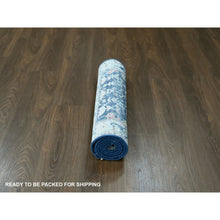 Load image into Gallery viewer, 2&#39;7&quot;x5&#39;9&quot; Yale Blue, Broken and Erased Persian Heriz All Over Design, Soft Color Palette, Hand Knotted, 100% Wool, Denser Weave, Runner, Oriental Rug FWR61902