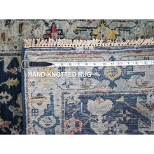 Load image into Gallery viewer, 2&#39;7&quot;x5&#39;9&quot; Yale Blue, Broken and Erased Persian Heriz All Over Design, Soft Color Palette, Hand Knotted, 100% Wool, Denser Weave, Runner, Oriental Rug FWR61902
