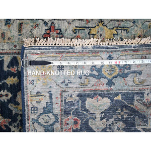 2'7"x5'9" Yale Blue, Broken and Erased Persian Heriz All Over Design, Soft Color Palette, Hand Knotted, 100% Wool, Denser Weave, Runner, Oriental Rug FWR61902