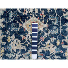 Load image into Gallery viewer, 2&#39;8&quot;x8&#39; Navy Blue, Denser Weave, Broken and Erased Persian Heriz All Over Design, Soft Color Palette, Hand Knotted, 100% Wool, Runner, Oriental Rug FWR61908