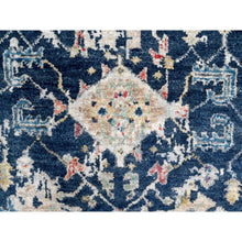 Load image into Gallery viewer, 2&#39;8&quot;x8&#39; Navy Blue, Denser Weave, Broken And Erased Persian Heriz All Over Design, Soft Color Palette, Hand Knotted, 100% Wool, Runner, Oriental Rug FWR61908