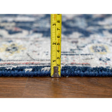 Load image into Gallery viewer, 2&#39;8&quot;x8&#39; Navy Blue, Denser Weave, Broken And Erased Persian Heriz All Over Design, Soft Color Palette, Hand Knotted, 100% Wool, Runner, Oriental Rug FWR61908