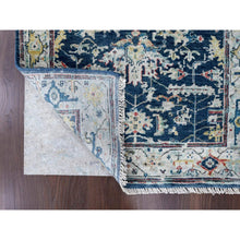 Load image into Gallery viewer, 3&#39;x4&#39;9&quot; Denim Blue, Broken And Erased Persian Heriz All Over Design, Soft Color Palette, Hand Knotted, 100% Wool, Denser Weave, Oriental Rug FWR61914