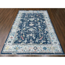 Load image into Gallery viewer, 9&#39;1&quot;x12&#39; Imperial Blue, Broken And Erased Persian Heriz All Over Design, Soft Color Palette, Hand Knotted, 100% Wool, Denser Weave, Oriental Rug FWR61920