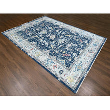 Load image into Gallery viewer, 9&#39;1&quot;x12&#39; Imperial Blue, Broken and Erased Persian Heriz All Over Design, Soft Color Palette, Hand Knotted, 100% Wool, Denser Weave, Oriental Rug FWR61920