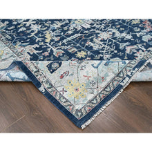 Load image into Gallery viewer, 9&#39;1&quot;x12&#39; Imperial Blue, Broken And Erased Persian Heriz All Over Design, Soft Color Palette, Hand Knotted, 100% Wool, Denser Weave, Oriental Rug FWR61920