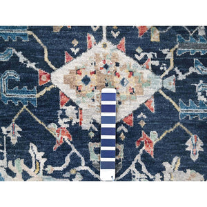9'1"x12' Imperial Blue, Broken and Erased Persian Heriz All Over Design, Soft Color Palette, Hand Knotted, 100% Wool, Denser Weave, Oriental Rug FWR61920