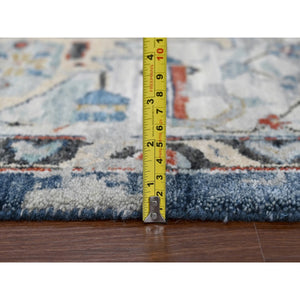9'1"x12' Imperial Blue, Broken and Erased Persian Heriz All Over Design, Soft Color Palette, Hand Knotted, 100% Wool, Denser Weave, Oriental Rug FWR61920