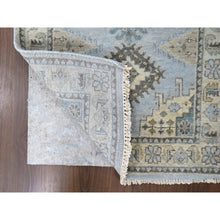 Load image into Gallery viewer, 2&#39;7&quot;x7&#39;10&quot; Cloud Gray, Persian Village Inspired Geometric Elements Design, Hand Knotted, Pure Wool, Natural Dyes, Denser Weave, Runner, Oriental Rug FWR61926