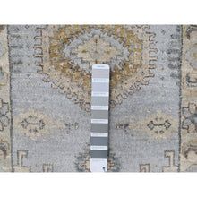 Load image into Gallery viewer, 2&#39;x3&#39; Medium Gray, Persian Village Inspired Geometric Pattern, Hand Knotted, 100% Wool, Natural Dyes, Denser Weave, Sample, Mat, Oriental Rug FWR61938