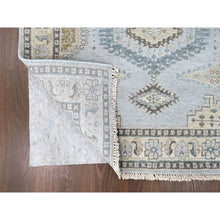 Load image into Gallery viewer, 4&#39;1&quot;x6&#39; Cloud Gray, Persian Village Inspired Geometric Elements Design, Pure Wool, Natural Dyes, Denser Weave, Hand Knotted, Oriental Rug FWR61950