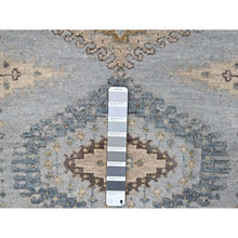 Load image into Gallery viewer, 4&#39;1&quot;x6&#39; Cloud Gray, Persian Village Inspired Geometric Elements Design, Pure Wool, Natural Dyes, Denser Weave, Hand Knotted, Oriental Rug FWR61950