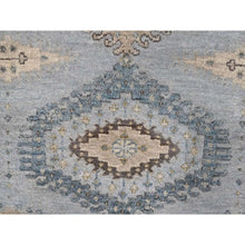 Load image into Gallery viewer, 4&#39;1&quot;x6&#39; Cloud Gray, Persian Village Inspired Geometric Elements Design, Pure Wool, Natural Dyes, Denser Weave, Hand Knotted, Oriental Rug FWR61950