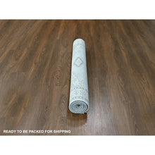 Load image into Gallery viewer, 4&#39;1&quot;x6&#39; Cloud Gray, Persian Village Inspired Geometric Elements Design, Pure Wool, Natural Dyes, Denser Weave, Hand Knotted, Oriental Rug FWR61950
