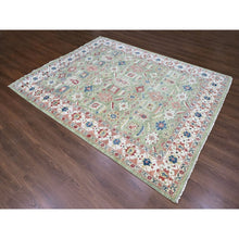 Load image into Gallery viewer, 8&#39;x9&#39;10&quot; Artichoke Green, All Over Heriz Design, Natural Dyes, Plush And Lush, Hand Knotted, Pure Wool, Oriental Rug FWR61956
